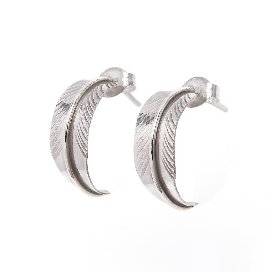 ナバホ シルバー925 ヴィンテージ デザインフープ ピアス Indian Jewelry FUNNY公式ストア ナバホ族 ハーフフープ フェザー
