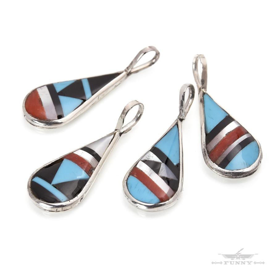 INDIAN JEWELRY ペンダントトップ/ズニ族 ズニ インディアン スターリングシルバー マルチインレイ