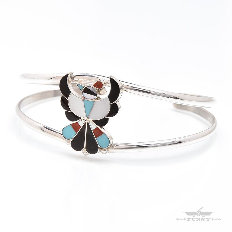 ズニ族製 サンゴ×ラピスラズリ インレイ シルバーブレスレット ズニ族製 サンゴ×ラピスラズリ インレイ シルバーブレスレット ズニ族