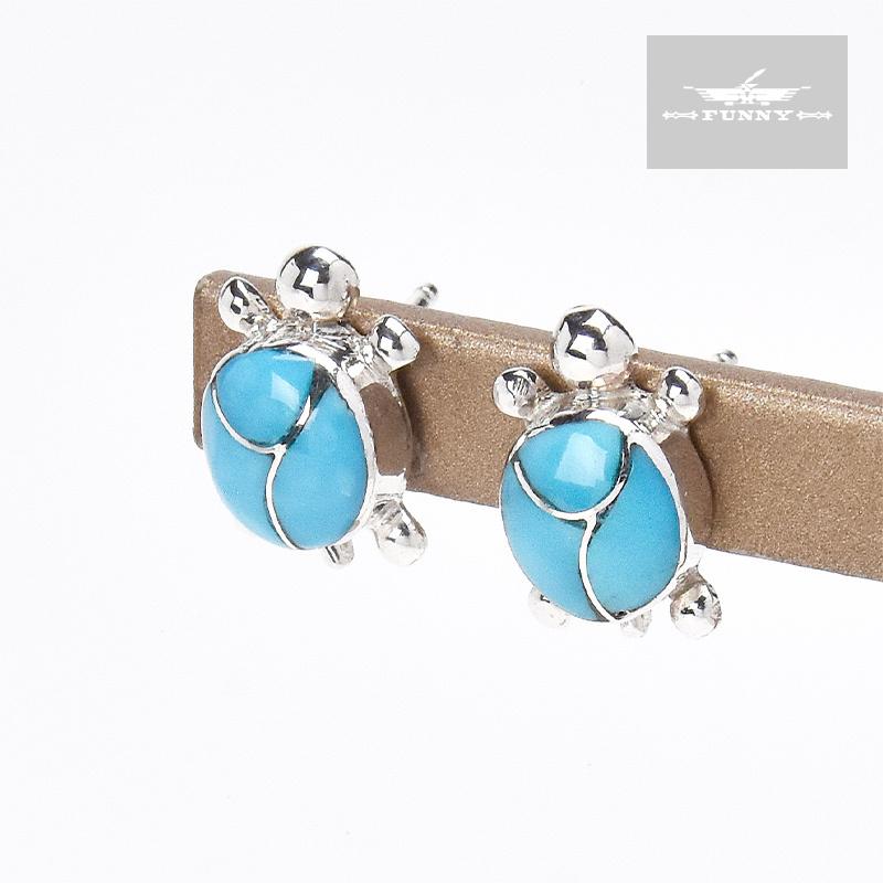 Indian Jewelry FUNNY公式ストア ズニ族 タートル インレイ ピアス