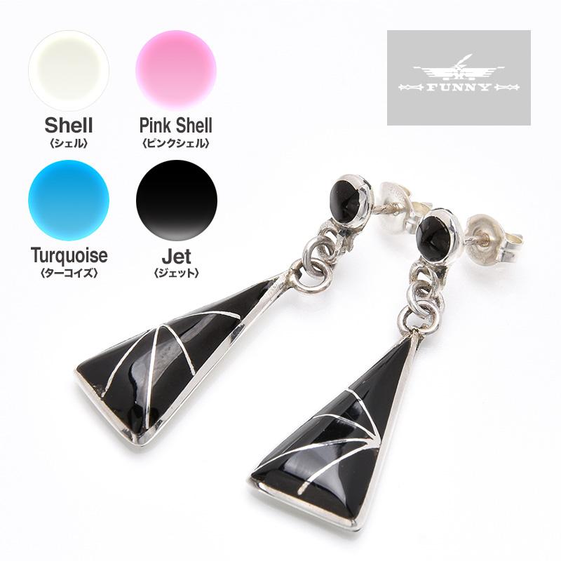 Indian Jewelry FUNNY公式ストア ズニ族 インレイ ピアス シェル