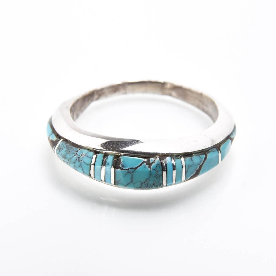 ナバホ族 ターコイズ フェザー付き リング 15号～16号 ナバホ族 ターコイズ フェザー付き リング 15号～16号