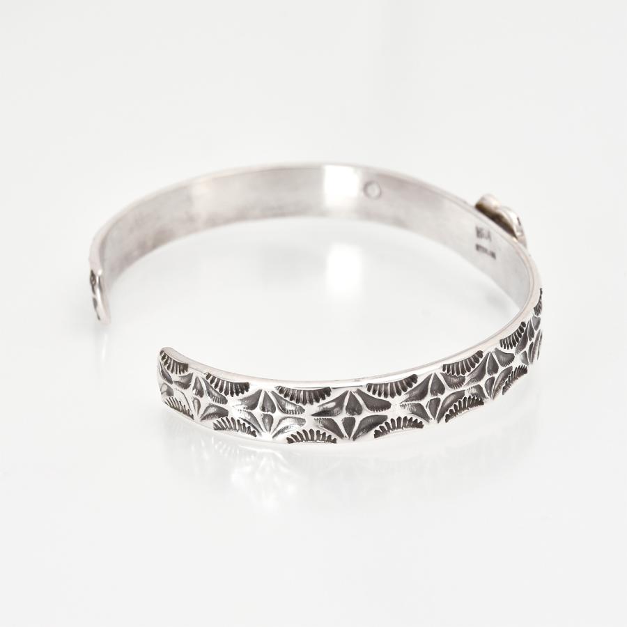 未使用　ナバホ　HRM　ヘンリーマリアーノ　シルバー　バングル　スタンプワーク Henry Mariano ヘンリーマリアーノ スタンプワーク シルバー