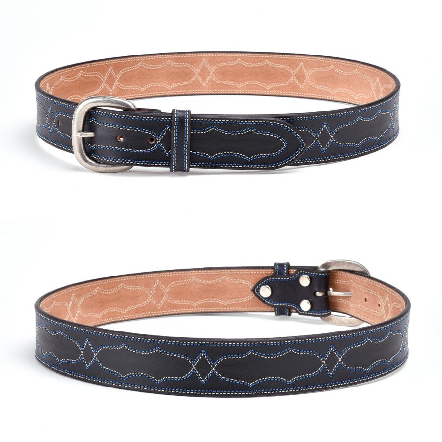 コムデギャルソン ウエスタンバックル レザーベルト ヴィンテージ FUNNY公式ストア ウエスタンレザー 1-1/2 ステッチベルト 《ブラック