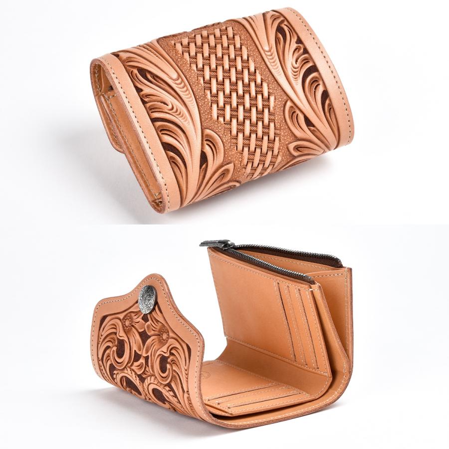 FUNNY公式ストア ファニー コスモ クラフト 財布 コンパクトウォレット 本革 牛革 レザークラフト ハンドクラフト カービング 彫刻 メンズ レディース ファニー