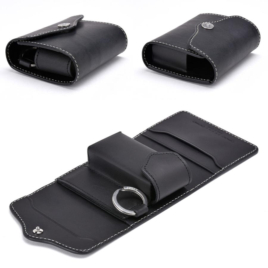 レザー製 黒 キーケース スナップボタン付き MURA キーケース メンズ