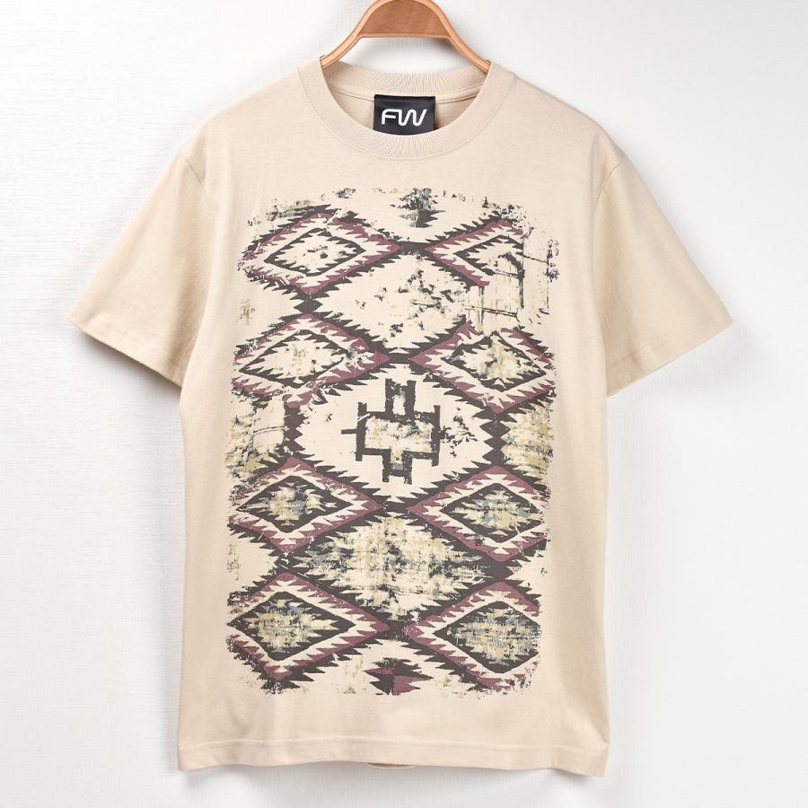 FUNNY公式ストア FW オリジナル Tシャツ ?OLD NAVAJO BLANKET／SAND BEIGE メンズ レディース 半袖 ティーシャツ ナバホ ブランケット柄 ファニー FUNNY｜funny-western｜02