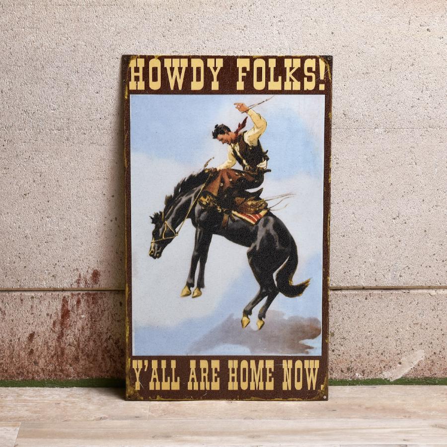 FUNNY公式ストア メタルサインボード HOWDY FOLKS 看板 USA インテリア