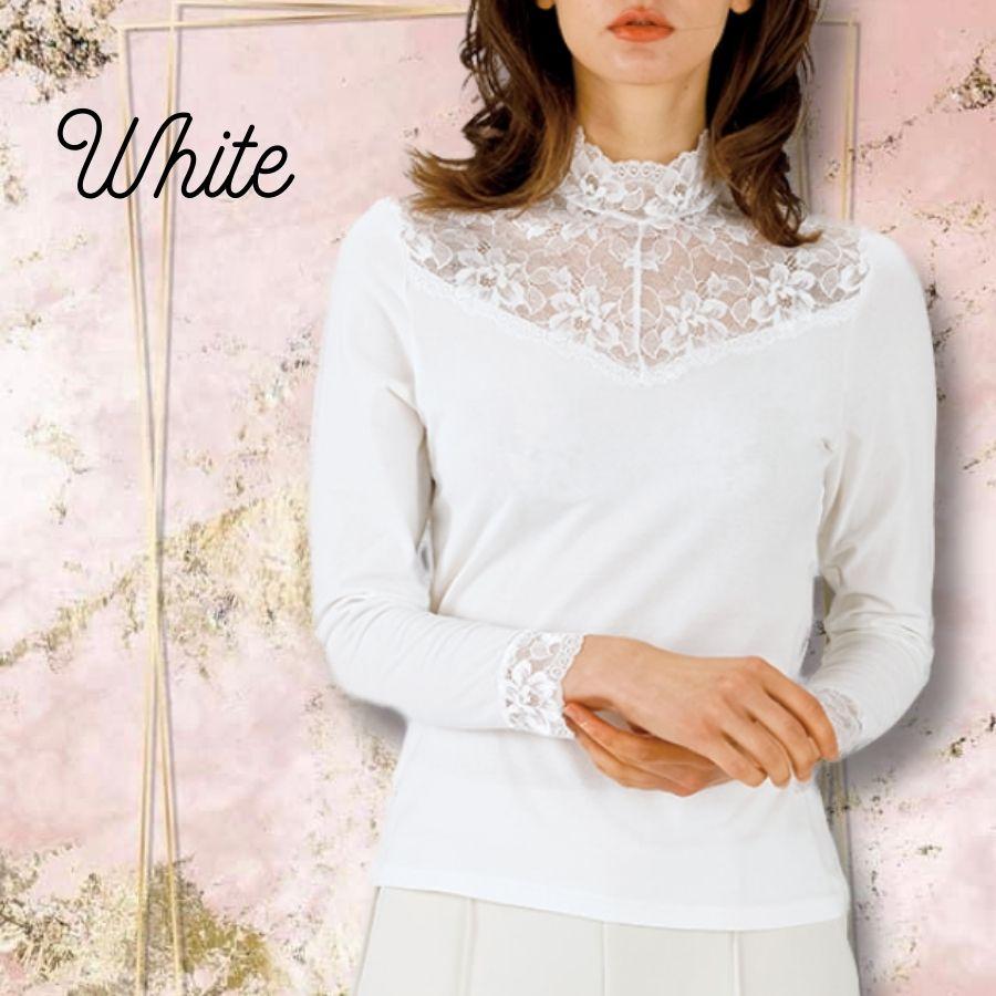 トップス インナー レース 長袖 シンプル 着回し 胸元 首 ハイネック 花柄 レディース ファッション フォーマル カットソー 透け感 デコルテ |  | 07