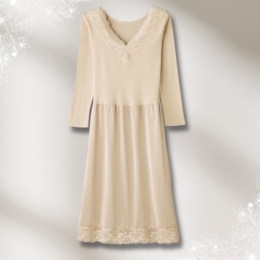 スリップ 長袖 半袖 レディース ロング インナー ペチコート 袖 綿 コットン フォーマル 柔らか 肌着 吸汗 汗取り インナー |  | 15