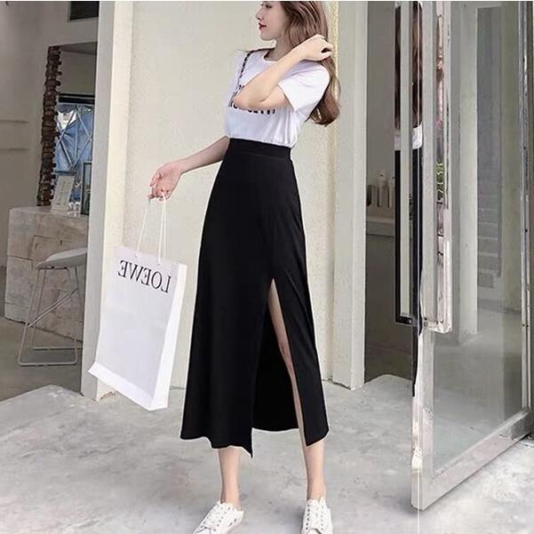 スカート ボトムス レディース 送料無料 ロングスカート 膝下 ミモレ丈 ロング丈 セミフレア スリム 細身 ストレート Aライン プリーツ サイドスリット