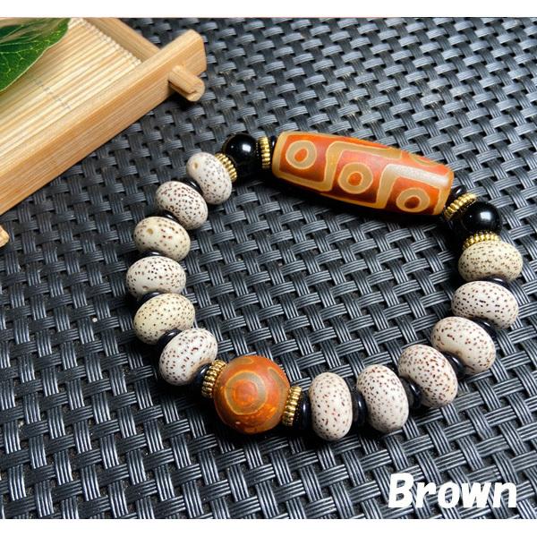 ブレスレット バングル ドラムビーズ チベット DZI BEADS メンズ
