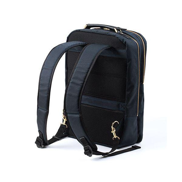 サンワダイレクト ビジネスリュック(メンズ・自立・日本製・鎧布生地・ダブルルーム・18L・ネイビー) 200-BAG166NV 1個 