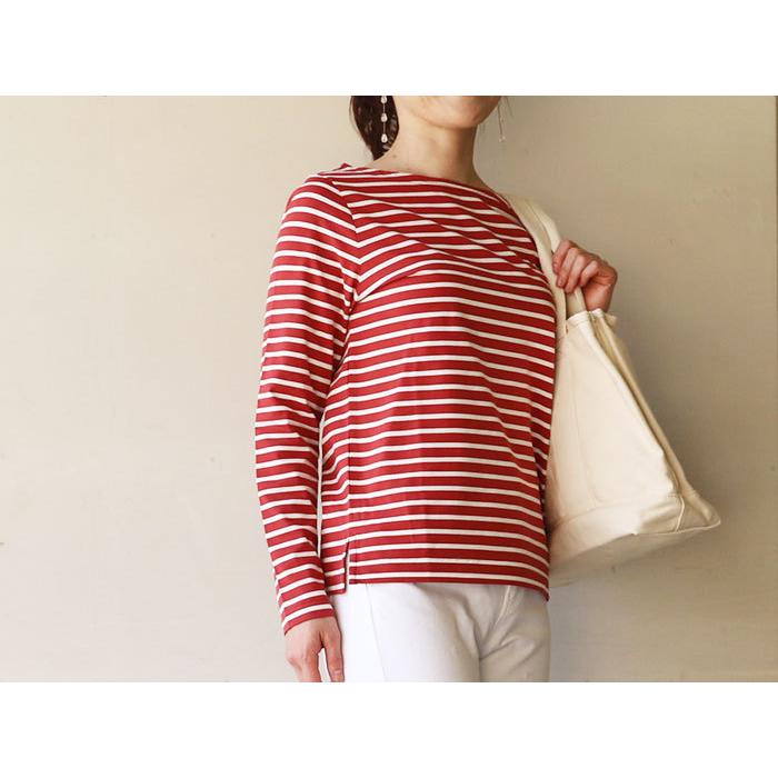 Tシャツ ボートネック レディース 長袖 無地 ボーダー