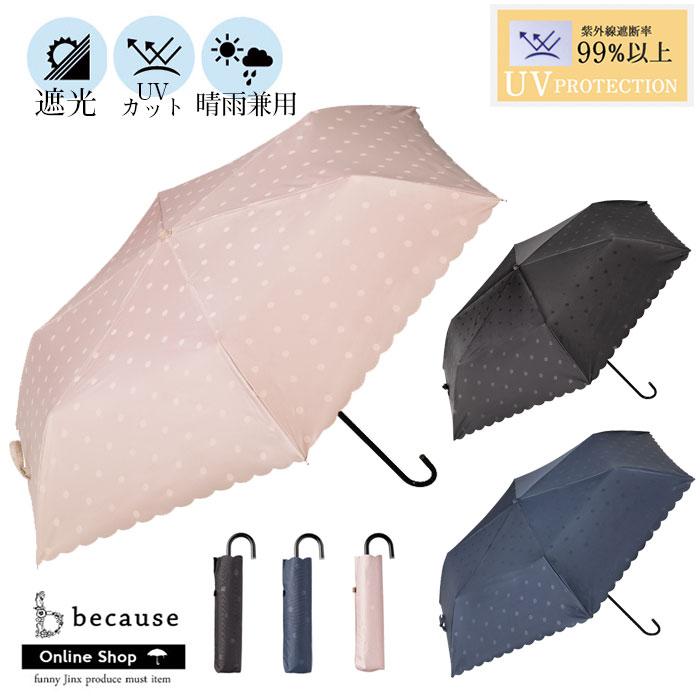 日傘 折りたたみ Uvカット 遮光 晴雨兼用 軽量 ブラック 黒 かわいい 可愛い アンブレラ おしゃれ プレゼント Because Puドットヒートカット ミニ Be176 Be176 Funny Jinx 通販 Yahoo ショッピング