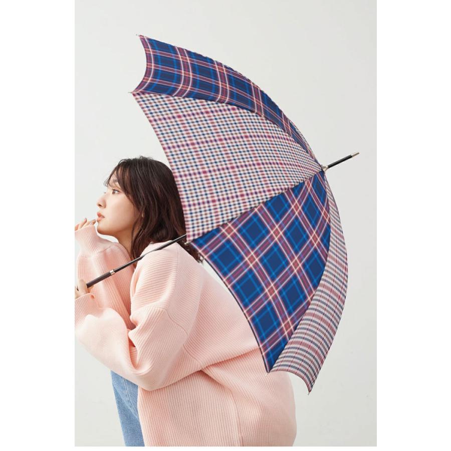 because 傘 レディース チェック 2トーン 晴雨兼用 雨傘 長傘