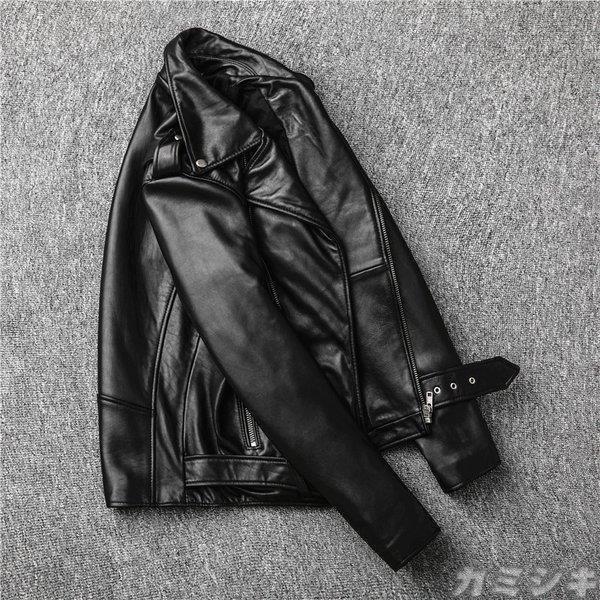 革ジャン レザージャケット メンズ 本革 バイク ライダース 羊革 ダブル ショート スリムタイプ 細身 ジャケット ミリタリー レザーコート K2344661452(23246円)