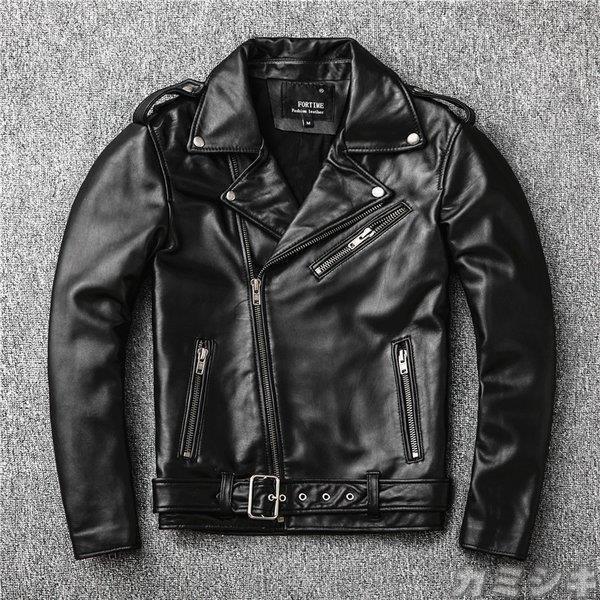 革ジャン レザージャケット メンズ 本革 バイク ライダース 羊革 ダブル ショート スリムタイプ 細身 ジャケット ミリタリー レザーコート K2344661452(23246円)