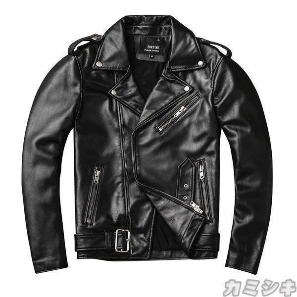 革ジャン レザージャケット メンズ 本革 バイク ライダース 羊革 ダブル ショート スリムタイプ 細身 ジャケット ミリタリー レザーコート K2344661452(23246円)