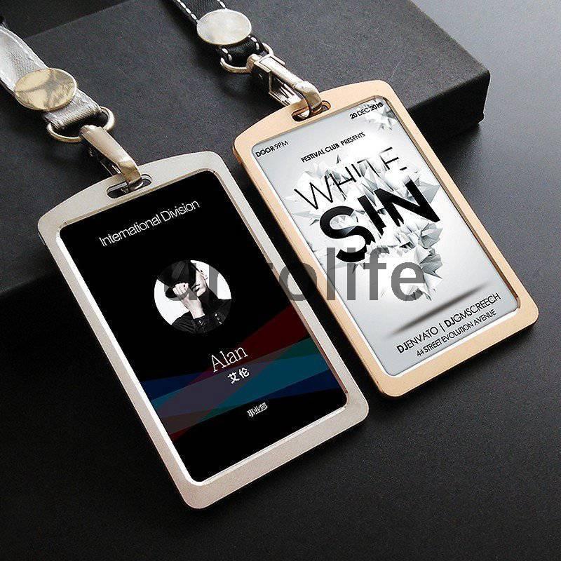 アルミ素材カードホルダー ネックストラップ Idカードケース 社員証ストラップ 名刺入れ 定期入れ 男女兼用 軽量 おしゃれ 18 Off