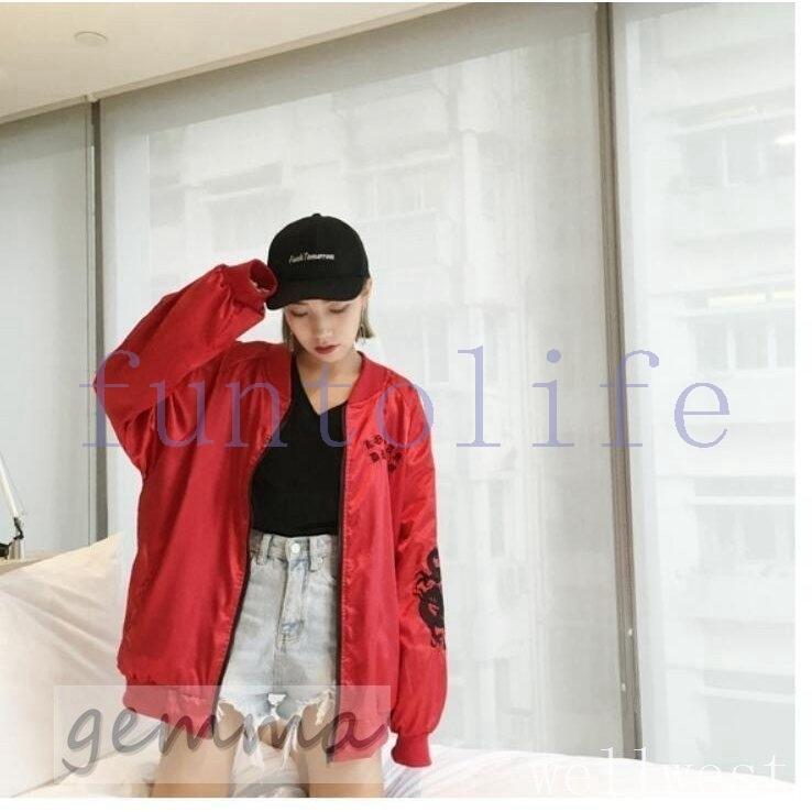 スカジャン レディース ジャケット 刺繍 龍 赤 黒 ゆったり 原宿系 ファッション サテン スタジャン ブルゾン アウター ショートコート 秋冬 Fun 5071jqwol Funtolife 通販 Yahoo ショッピング
