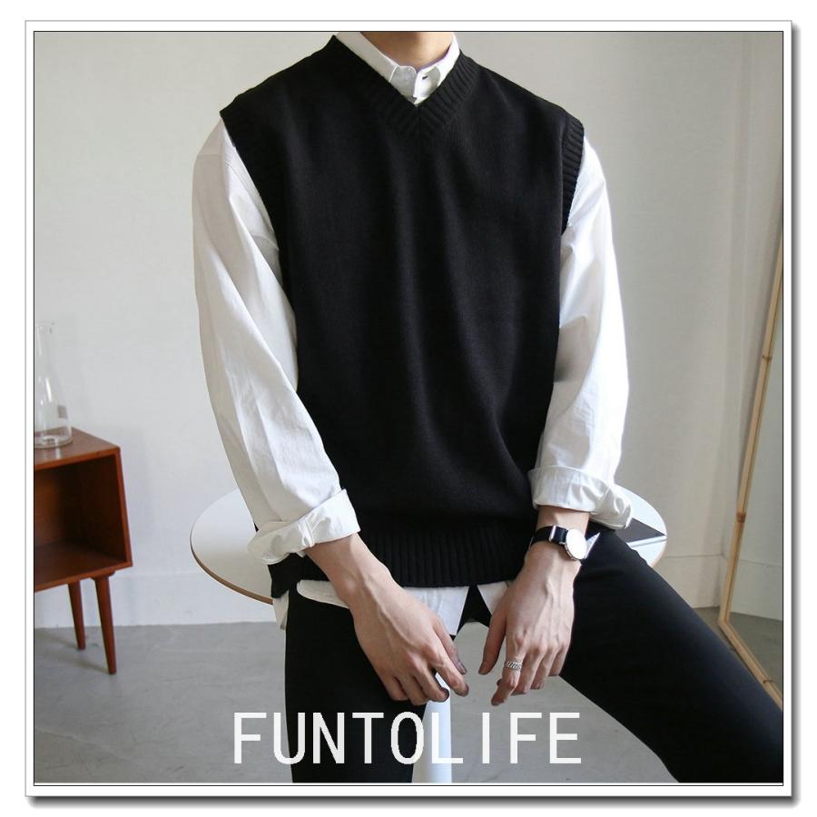 ニットベストニットセーターvネックノースリーブニットベスト大きいサイズセーターメンズニットソー色切り替えインナーカジュアル Rexfun Mkiqf601 Funtolife 通販 Yahoo ショッピング