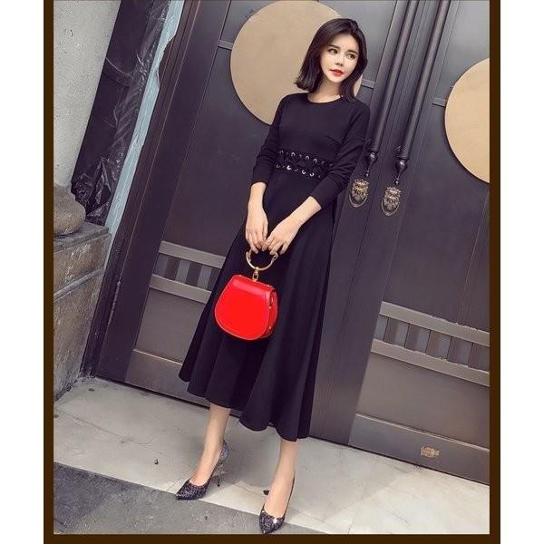 ワンピースレディース40代ワンピース秋きれいめ膝丈ワンピース上品長袖黒ワンピース黒着痩せ通勤結婚式ドレスお出かけ大人オシャレシンプル 特別価格