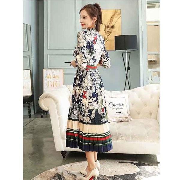 魅力的な レトロワンピース60年代花柄秋プリーツプリーツスカートワンピドレスクラシックロングドレス演奏会リボンタイボウタイウエスト Rexxk isc476 Funtolife 通販 Yahoo ショッピング 値引きする Www Ladislexia Net