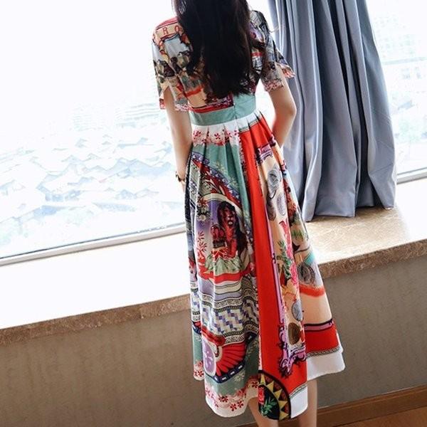 Web限定特価品 花柄ワンピースお呼ばれ系大きいサイズマキシ半袖丸襟大人上品二次会個性的派手長袖プリーツプリントワンピース春夏結婚式リゾートワンピース 正規品安心保証 Www Superavila Com