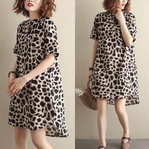 ヒョウ柄ワンピースレディースワンピース豹柄ヒョウ柄レオパード柄レオパード柄ワンピース豹柄ワンピ夏ワンピおしゃれかわいいシャツワンピゆったり Rexxk Mkznl496 Funtolife 通販 Yahoo ショッピング