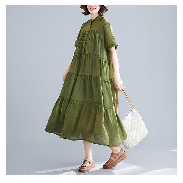 ワンピースチュニックロングマキシ丈ワンピース半袖大きめサイズ 薄手ティアードワンピース今季トレンドラテカラー30代40代50代アラサーアラフォー Rexxk Rlpnd648 Funtolife 通販 Yahoo ショッピング