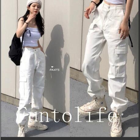 カーゴパンツ レディース ハイウエスト ストレートパンツ Bf風 原宿風 ヒップホップ ダンス衣装 Hiphop 韓国ファッション カジュアル ゆるい ストリート風 Xkunck Funtolife 通販 Yahoo ショッピング