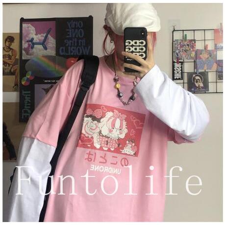 ト Tシャツ 女 長袖春 秋冬 ゆるい トップス 韓国ファッション 原宿系bf風 ストリート風 カジュアル Xkunck Funtolife 通販 Yahoo ショッピング