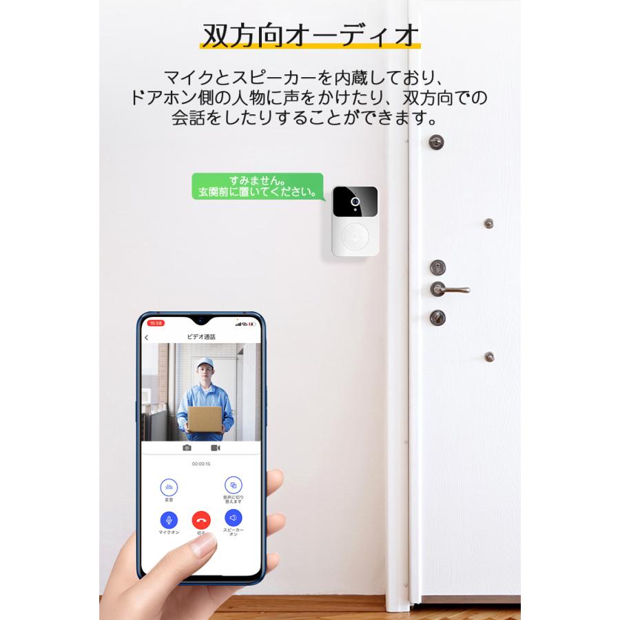 インターホン ワイヤレスドアホン 通話 工事不要 カメラ付き スマホ