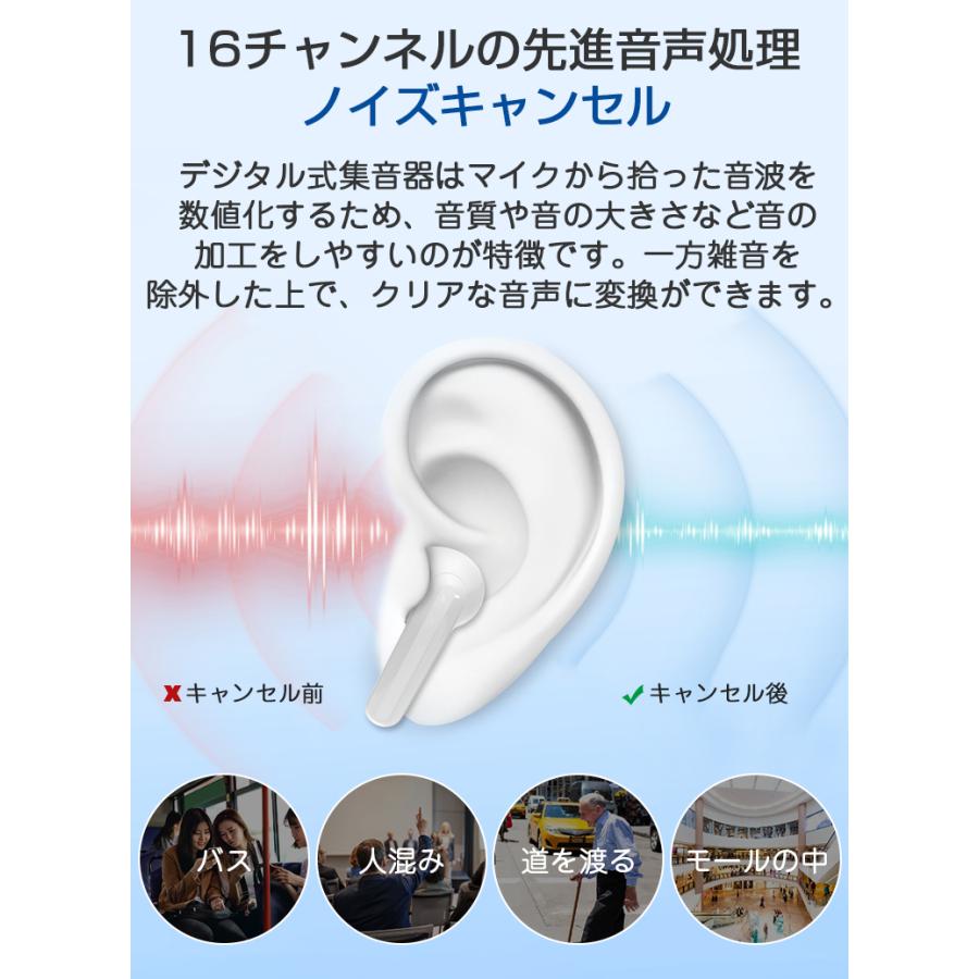 集音器 ワイヤレス イヤホン型 高齢者 使いやすい イヤーピース不要 集音機 軽量 小型 充電式 目立たない 両耳片耳 おしゃれ 5段階音量｜funtto｜10