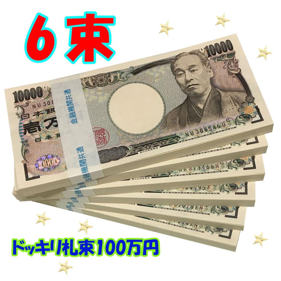 ダミー札束 100万円 札束 ドッキリ お祝い 誕生日 プレゼント レプリカ 6束（Yahoo!・フォンテーヌ アイ）