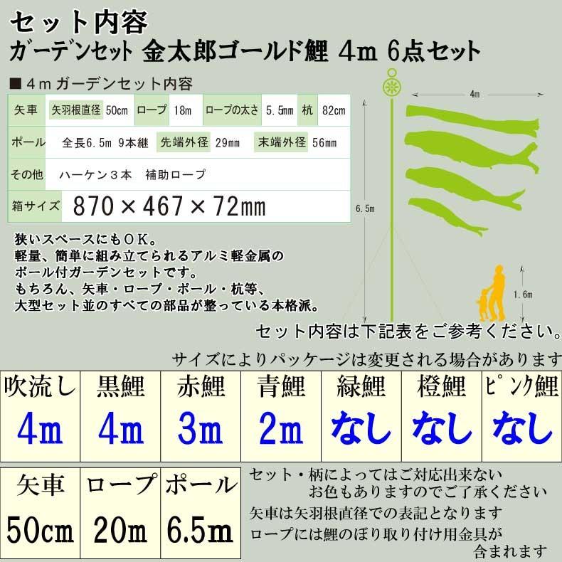 爆買 こいのぼり 鯉のぼり おしゃれ カ゛ーテ゛ンセット 金太郎ゴールド鯉 4ｍ 6点セット_2