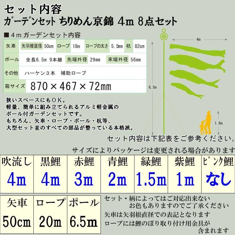 爆買 こいのぼり 鯉のぼり おしゃれ カ゛ーテ゛ンセット ちりめん京錦 4ｍ 8点セット_2