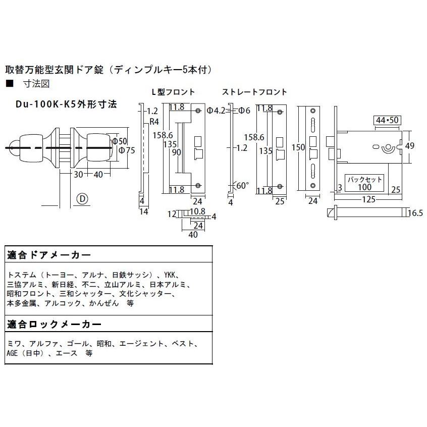 取替万能型玄関ドア錠（ディンプルキー5本付） : Order door shop 