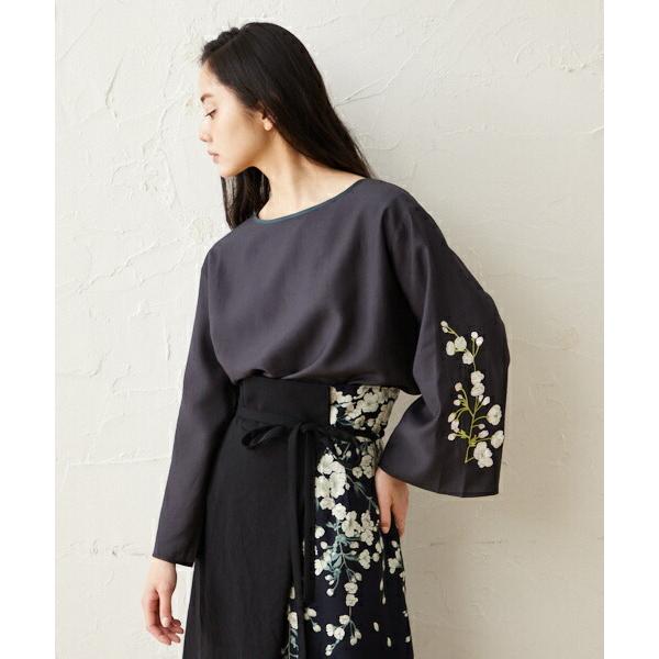 独特な カジュアル キモノ さくら 花柄 桜 ブラウス トップス 和柄 ふりふ 公式 刺繍2wayシアーブラウス しだれ桜 きれいめ 大正ロマン モダン レトロ 和風 和柄 その他トップス カラー チャコールグレー