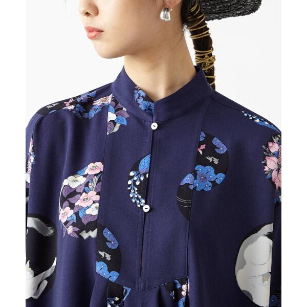 ランキング１位受賞 花天井バンドカラーワンピースふりふオリジナル 和柄 ワンピース ルームウェア レトロ 60 S 60年代風 レディース カジュアル 大人女子 和風 花柄 レトロ モダン Furifu おうち服 おうちコーデ おうちファッション ギフト プレゼント 実用的 大特価