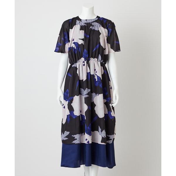 オクラスター サイドギャザーワンピース ふりふオリジナル 和柄 ワンピース ゆったりシルエット フレア レディース 花柄 春夏 カジュアル 大人女子 和風 0608 4 120 ふりふ 通販 Yahoo ショッピング