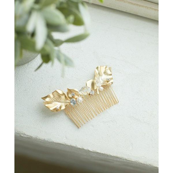 日本産 公式 ふりふ リーフコーム ふりふオリジナルかんざし 髪飾り ヘアアクセ ヘアコーム リーフ パール ビジュー ゴールド 真鍮 繊細 上品 花かんざし 和装 保存版 Turningheadskennel Com