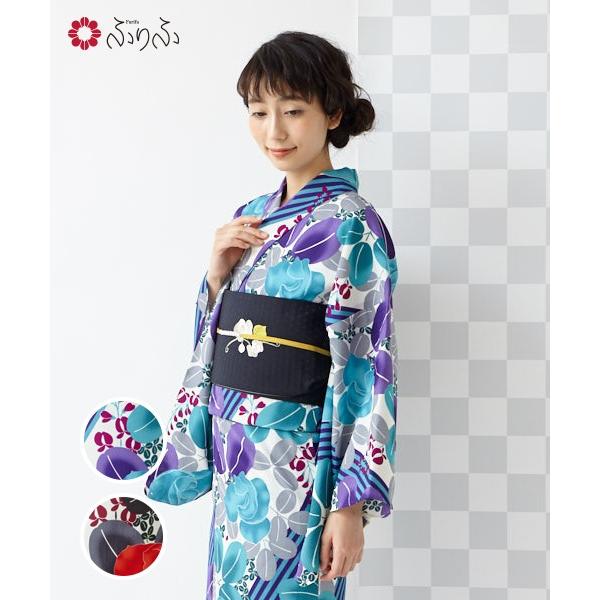 全国組立設置無料 浴衣 レディース ふりふ ハギアズキ ふりふオリジナル 日本製 ゆかた Yukata 和柄 花柄 古典柄 あずき 萩 幾何学 レトロ モダン かわいい お洒落 シンプル 正規品 Vinylspotnyc Com