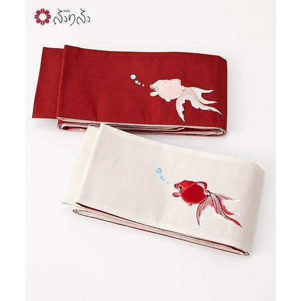 公式 ふりふ 半巾帯 あぶ金魚 浴衣おび 浴衣帯 半幅帯 半巾 日本製 ゆかた 金魚 あぶく 刺繍 リバーシブル 地模様 ポップ レトロ モダン かわいい 0652 3 ふりふ 通販 Yahoo ショッピング