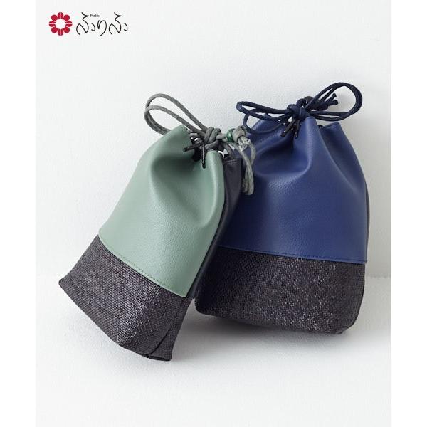 公式 ふりふ メンズ浴衣用巾着 レザーバイカラー信玄袋 ふりふオリジナル メンズ巾着 男性