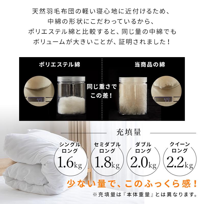 掛け布団 人工羽毛布団 セミダブルロング 幅170 長さ210cm 肌掛け布団