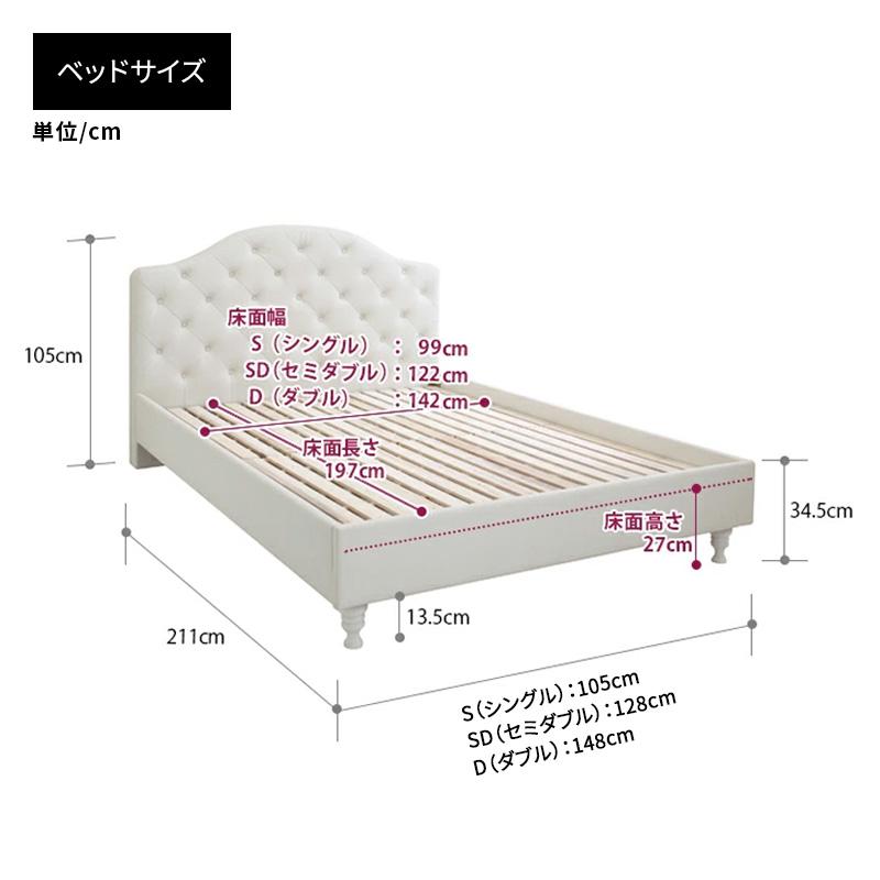 MINT ベッド レザー調ベッド 姫系ベッド マットレス付 ポケットコイル
