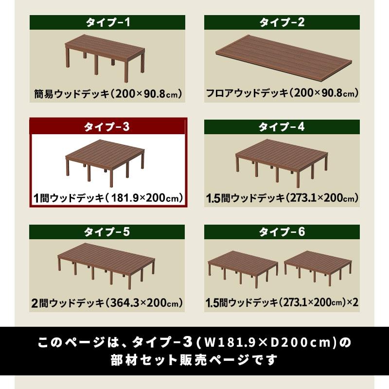 ウッドデッキ 人工木 181.9×200cm 1間サイズ DIY キット 庭 デッキ