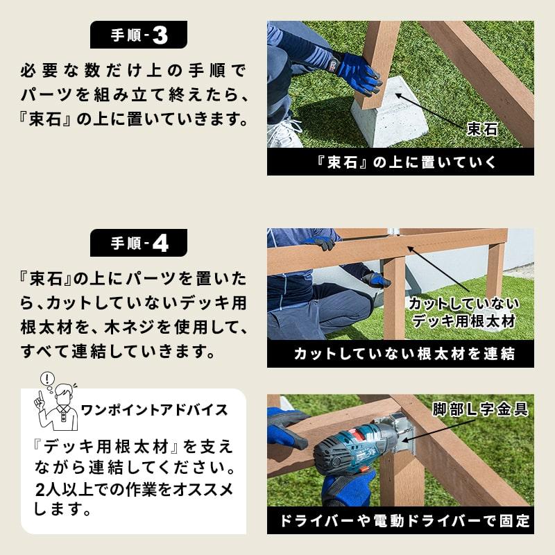 ウッドデッキ 人工木 364.3×200cm 2間サイズ 人工木 DIY キット 庭 デッキ ガーデンデッキ ステージ エクステリア 組み立て DIYセット 水洗いOKの画像